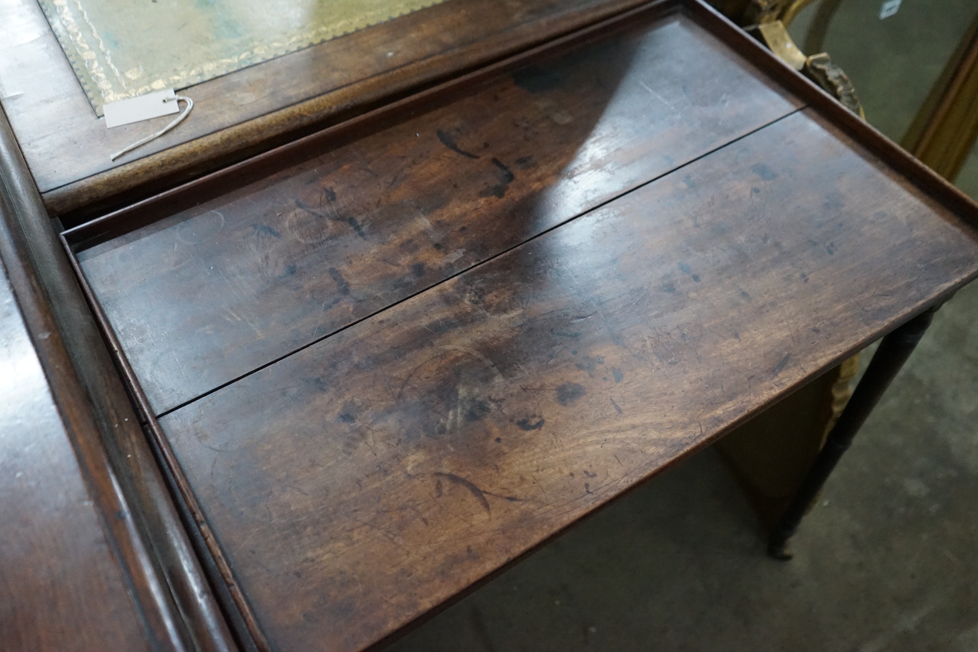 A Regency rectangular mahogany side table, width 74cm, depth 48cm, height 74cm